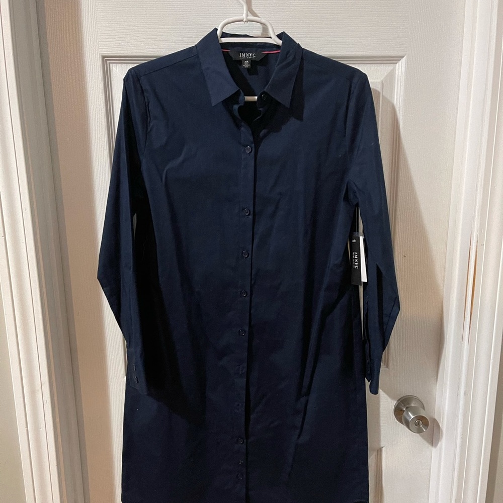 Navy blue Poloshirt up to knee dress